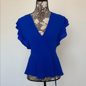 Monteau Royal Blue Wrap Blouse